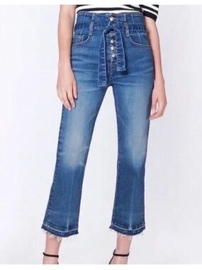 Veronica Beard Women's Marlene 12in Corset Jeans Blue Denim High Rise Crop 32